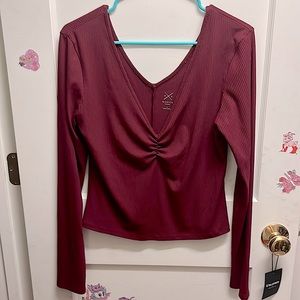 Pac sun basics size large burgundy long sleeve vneck top